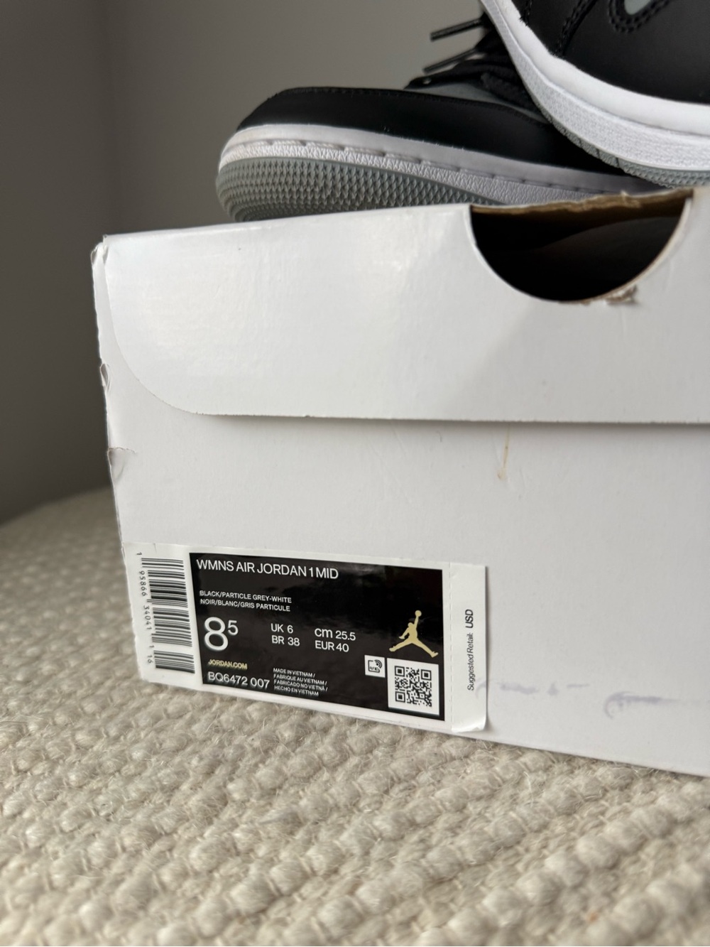 Nike Air Jordan 1 Mid - Black & Grey Women’s Sneakers - Picture 3 of 5
